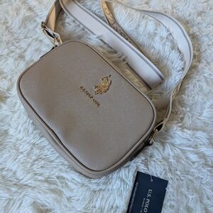 U.S. Polo Assn. Classic Zip Metallic Crossbody Bag - Beige